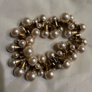 J. Crew Gold and Cream Pearl Cluster Bracelet